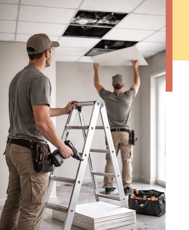 Обслуживание подвесного потолка в Нефтекамске от 3594 руб. — быстро и недорого | ОТДЕЛОЧНИК-Нтк