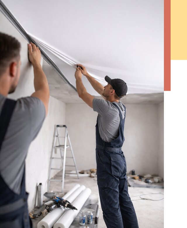 Монтаж матового натяжного потолка в Нефтекамске от 4621 руб./м² — быстро и недорого | ОТДЕЛОЧНИК-Нтк