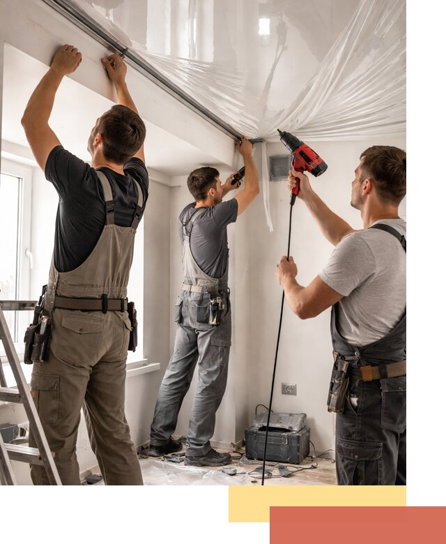 Монтаж глянцевого натяжного потолка в Нефтекамске быстро и качественно