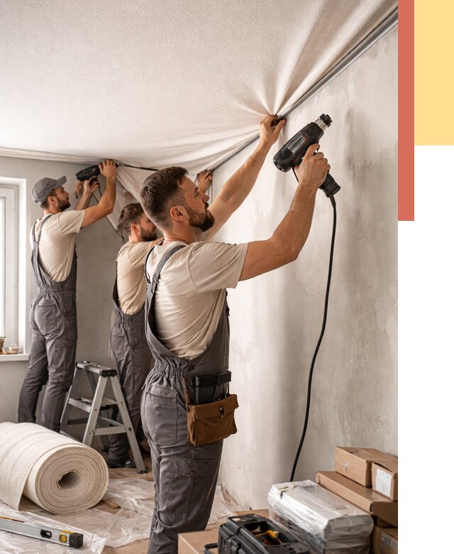 Монтаж фактурного натяжного потолка в Нефтекамске от 770 руб. — ОТДЕЛОЧНИК-Нтк