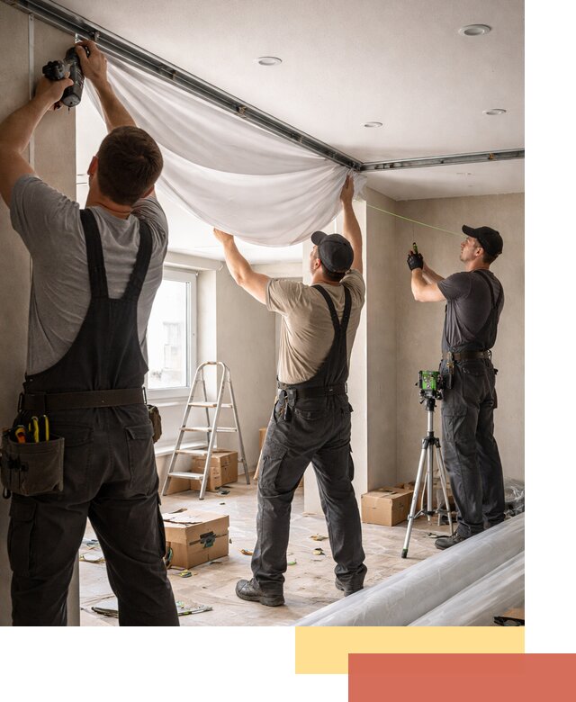 Монтаж парящего натяжного потолка под ключ в Нефтекамске