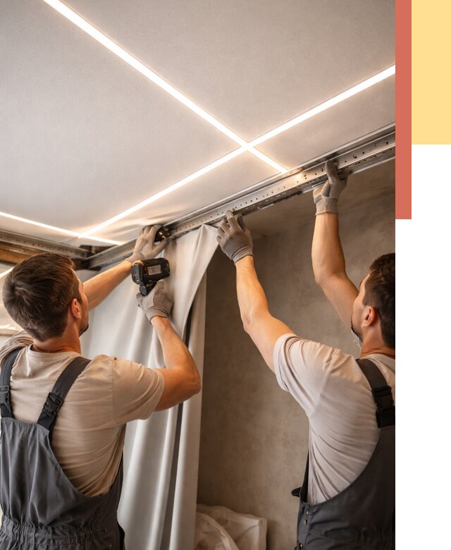 Монтаж натяжного потолка со световыми линиями в Нефтекамске от 1232 руб. | ОТДЕЛОЧНИК-Нтк