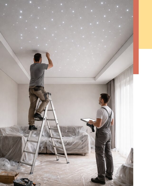 Монтаж натяжного потолка «звездное небо» в Нефтекамске от 6674 руб. | ОТДЕЛОЧНИК-Нтк