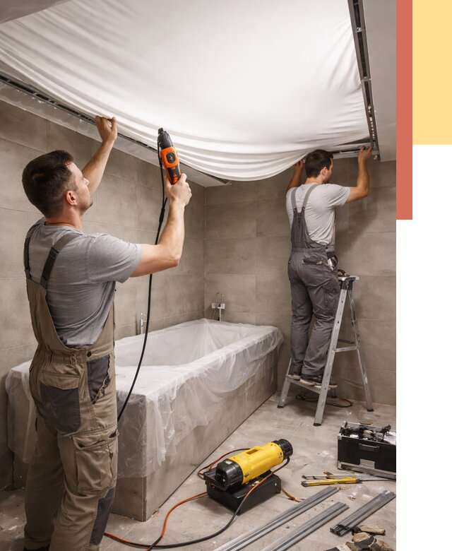 Монтаж натяжного потолка в ванной в Нефтекамске от 1232 руб. под ключ | ОТДЕЛОЧНИК-Нтк