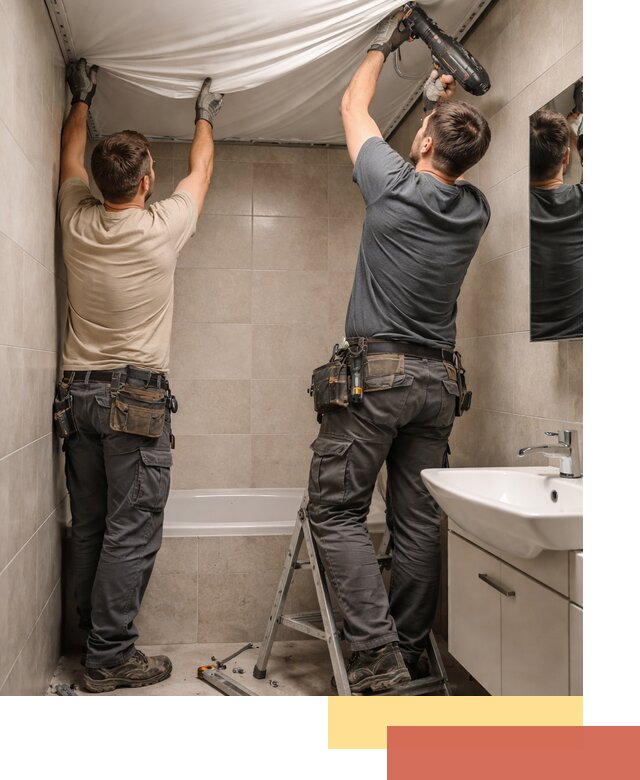 Монтаж натяжного потолка в ванной в Нефтекамске быстро и качественно