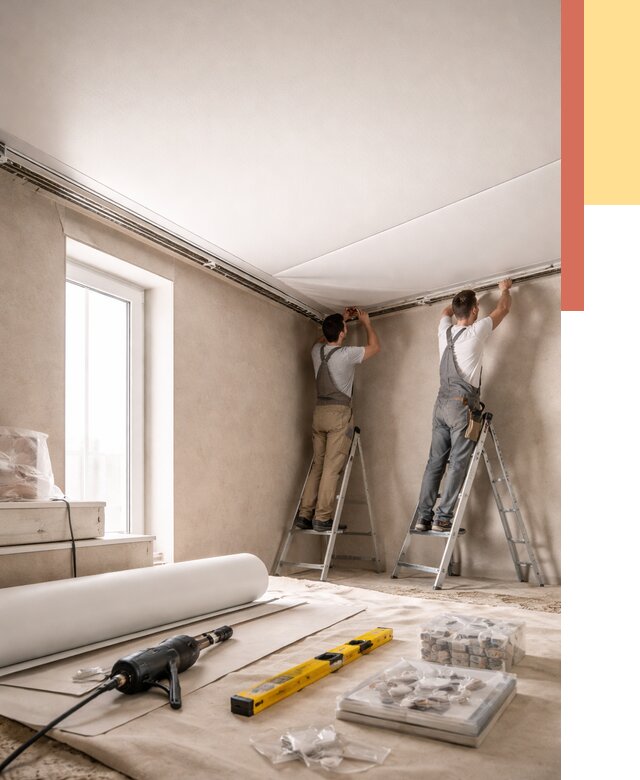 Монтаж натяжного потолка в спальне в Нефтекамске от 3902 руб. под ключ | ОТДЕЛОЧНИК-Нтк