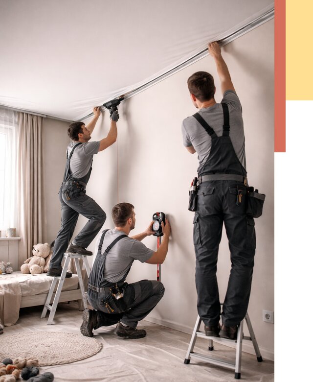 Монтаж натяжного потолка в детской в Нефтекамске от 3594 руб. — быстро и недорого | ОТДЕЛОЧНИК-Нтк