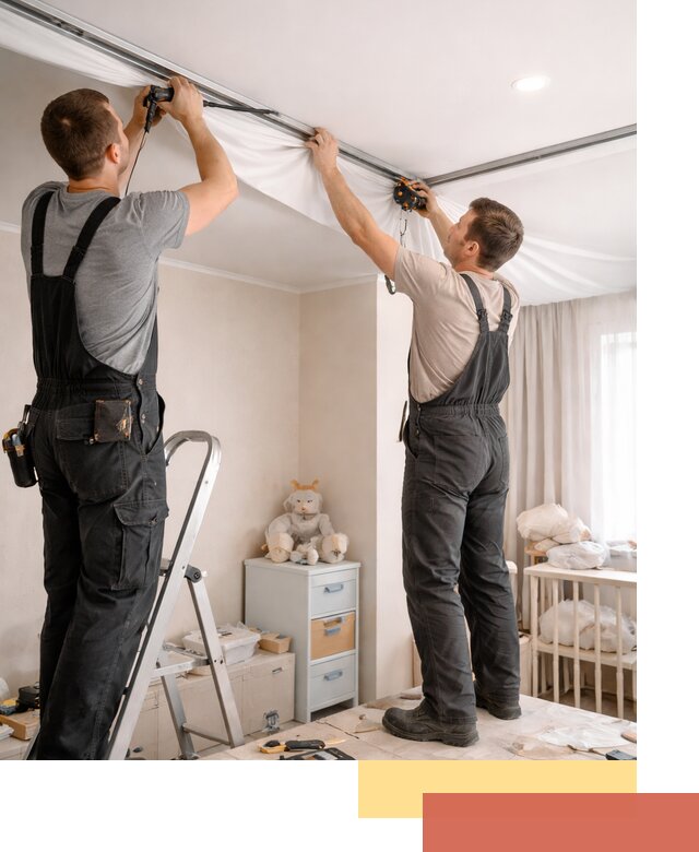 Монтаж натяжного потолка в детской комнате в Нефтекамске