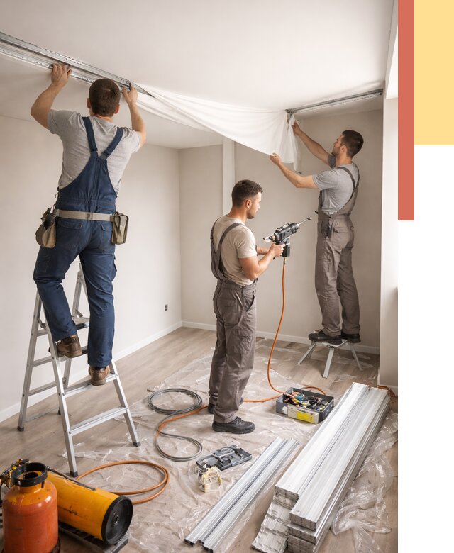 Монтаж натяжного потолка в студии в Нефтекамске от 5647 руб. — быстро и недорого | ОТДЕЛОЧНИК-Нтк