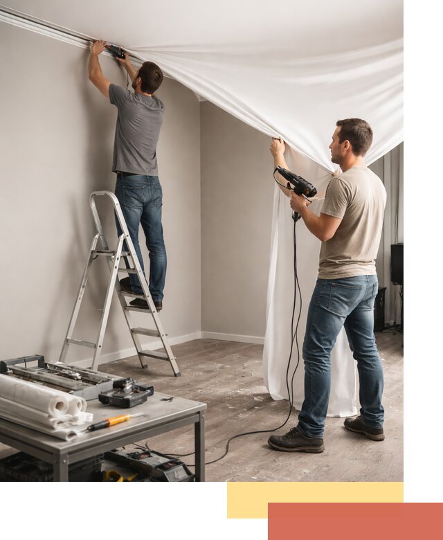 Монтаж натяжного потолка в студии в Нефтекамске