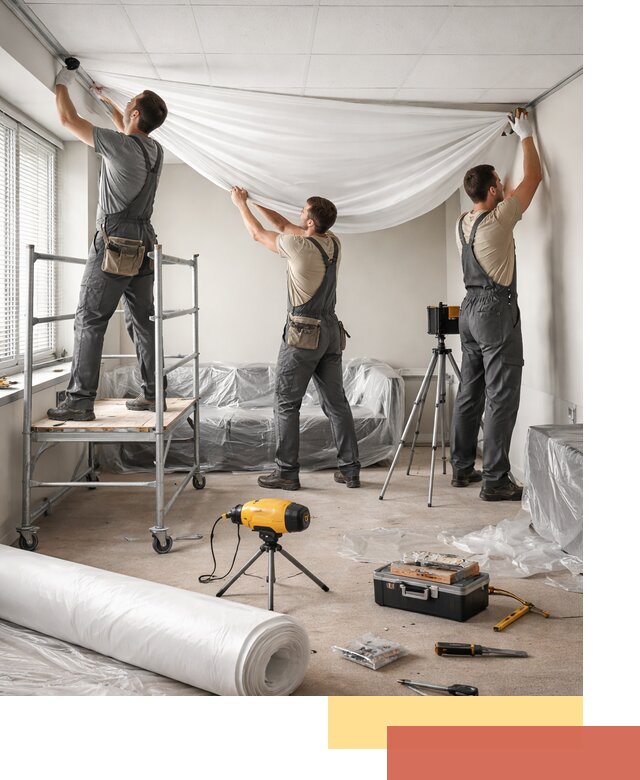 Монтаж натяжного потолка в офисе в Нефтекамске