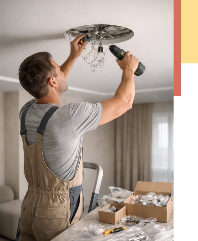 Установка люстры в натяжной потолок в Нефтекамске от 1232 руб. | Быстро и недорого — ОТДЕЛОЧНИК-Нтк