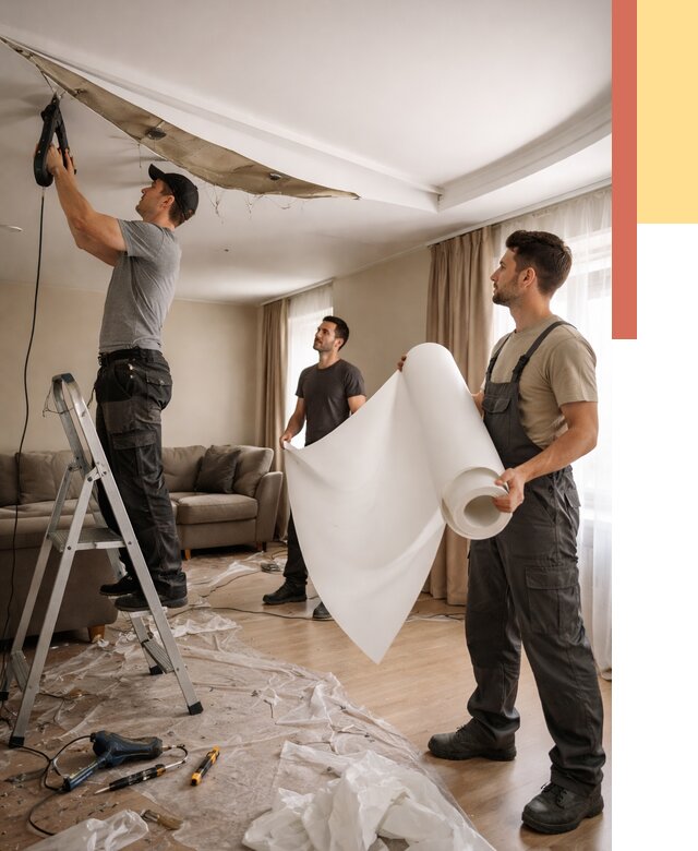 Замена полотна натяжного потолка в Нефтекамске от 9755 руб. быстро и недорого | ОТДЕЛОЧНИК-Нтк