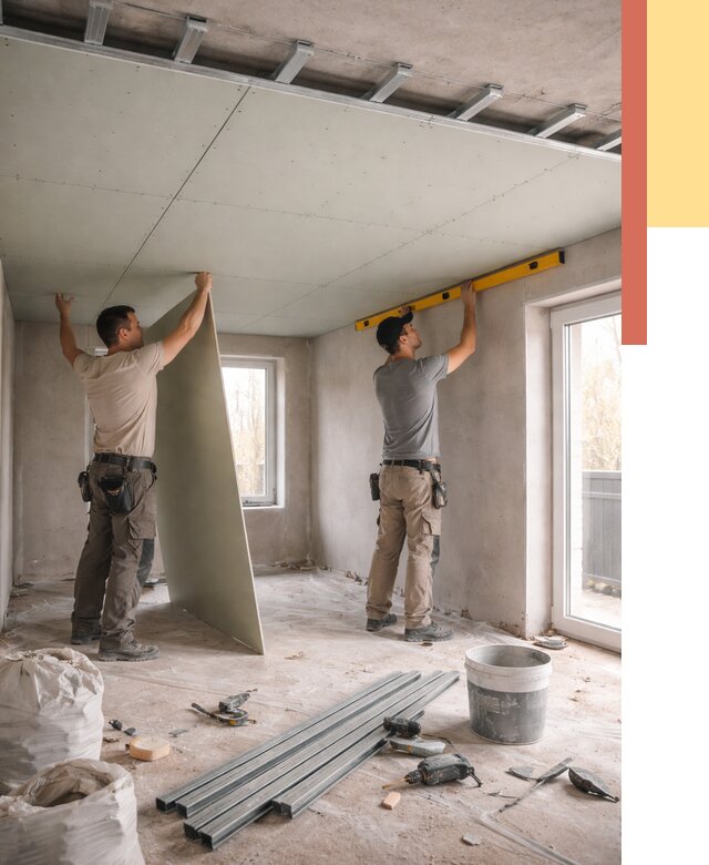 Одноуровневый потолок из гипсокартона в Нефтекамске от 770 руб. — монтаж под ключ | ОТДЕЛОЧНИК-Нтк