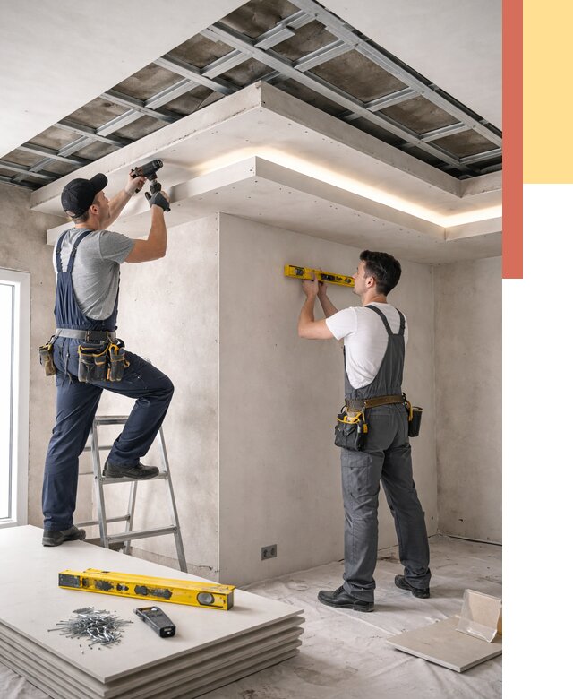 Двухуровневый потолок из гипсокартона в Нефтекамске от 1489 руб. под ключ | ОТДЕЛОЧНИК-Нтк