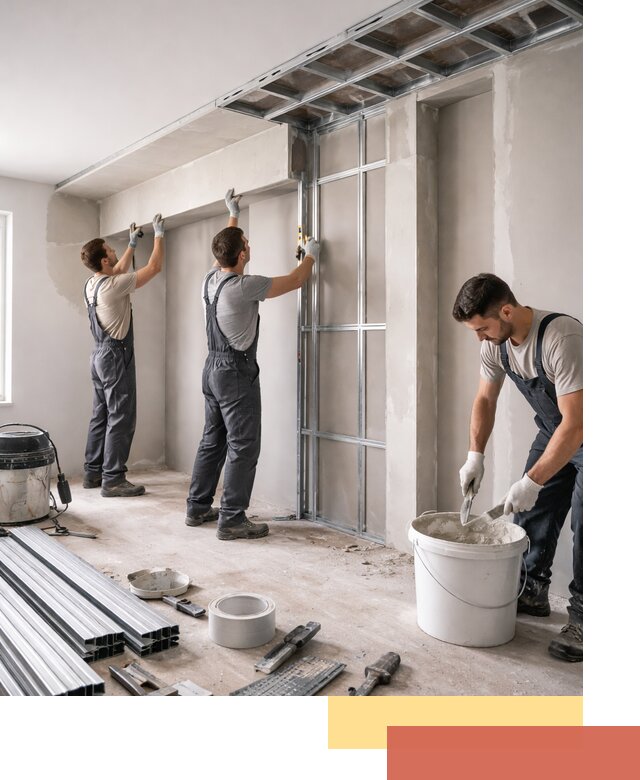 Монтаж потолка из гипсокартона с нишей в Нефтекамске