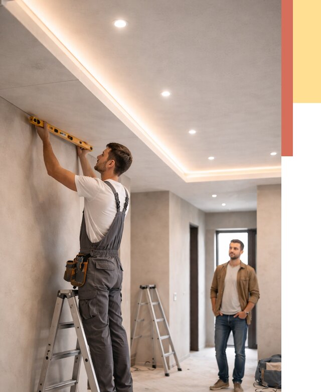 Потолок из гипсокартона с подсветкой в Нефтекамске от 770 руб./м2 под ключ | ОТДЕЛОЧНИК-Нтк