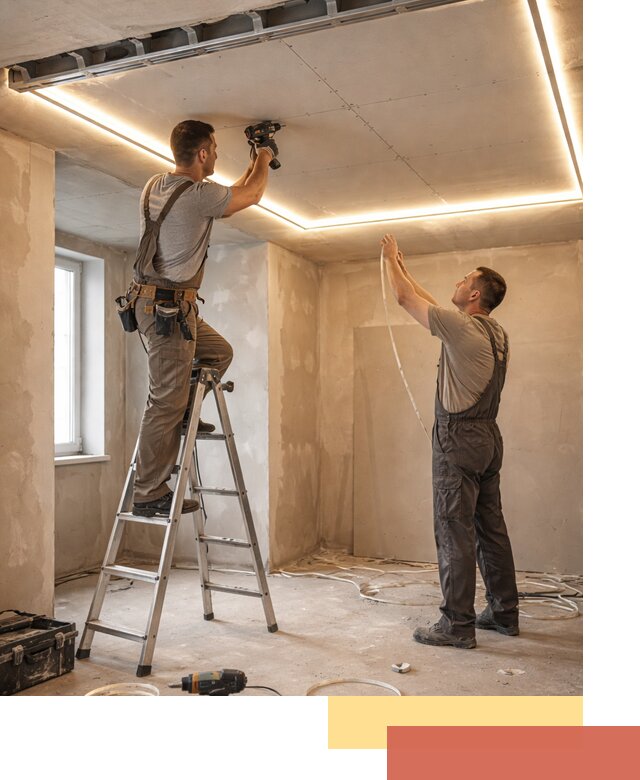 Потолок из гипсокартона с подсветкой в Нефтекамске