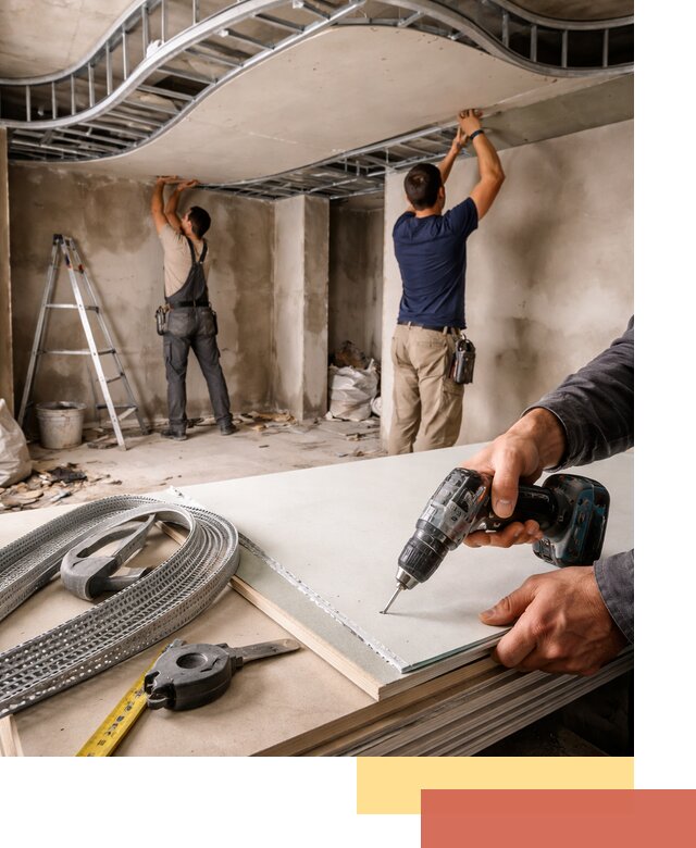 Криволинейный потолок из гипсокартона в Нефтекамске — монтаж и отделка