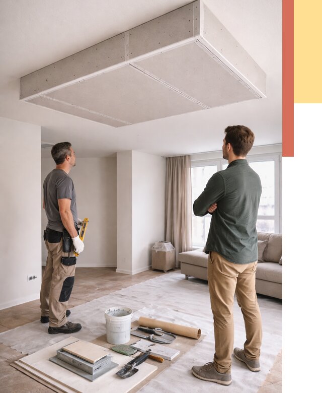 Короб на потолке из гипсокартона в Нефтекамске от 2259 руб. — монтаж и услуги под ключ | ОТДЕЛОЧНИК-Нтк