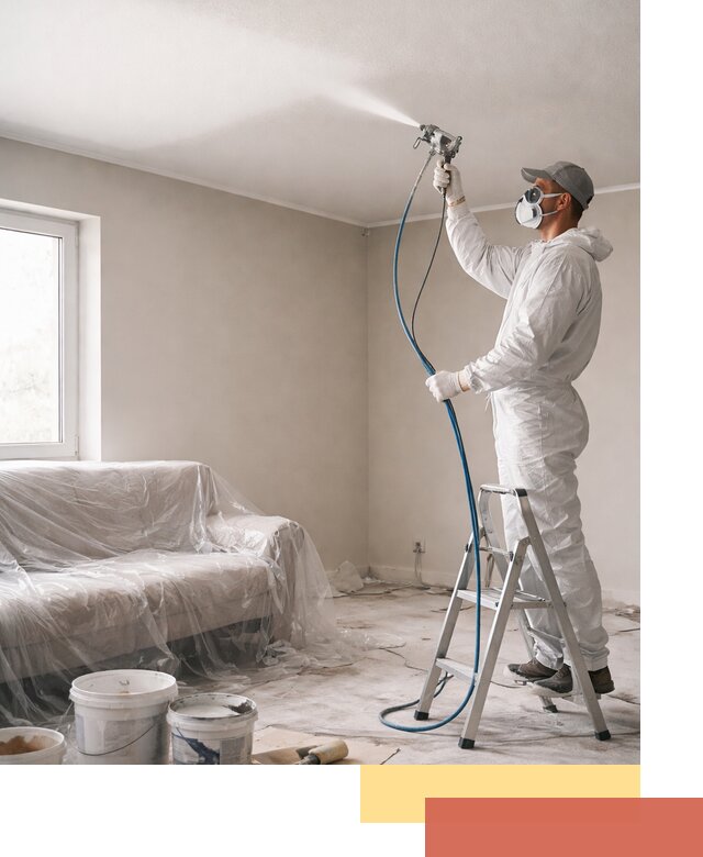 Покраска потолка краскопультом в Нефтекамске быстро и качественно